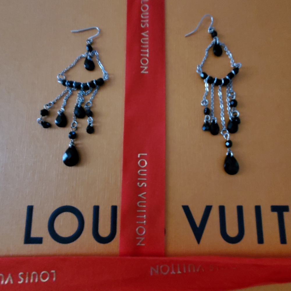Louis Vuitton Black and Silver Earrings